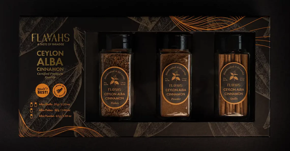 Flavahs Gift Box featuring Alba cinnamon quills, flakes, and powder