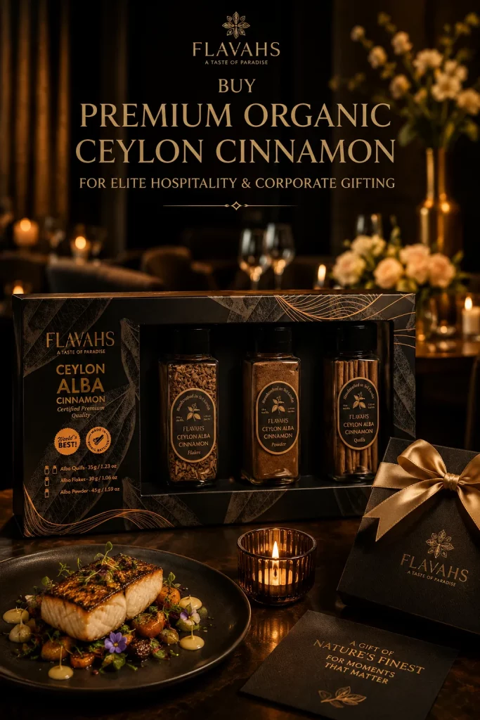 Premium Ceylon Alba Cinnamon luxury gift box for elite hospitality, Guest gifting experience in hotels, restaurants, , resorts .